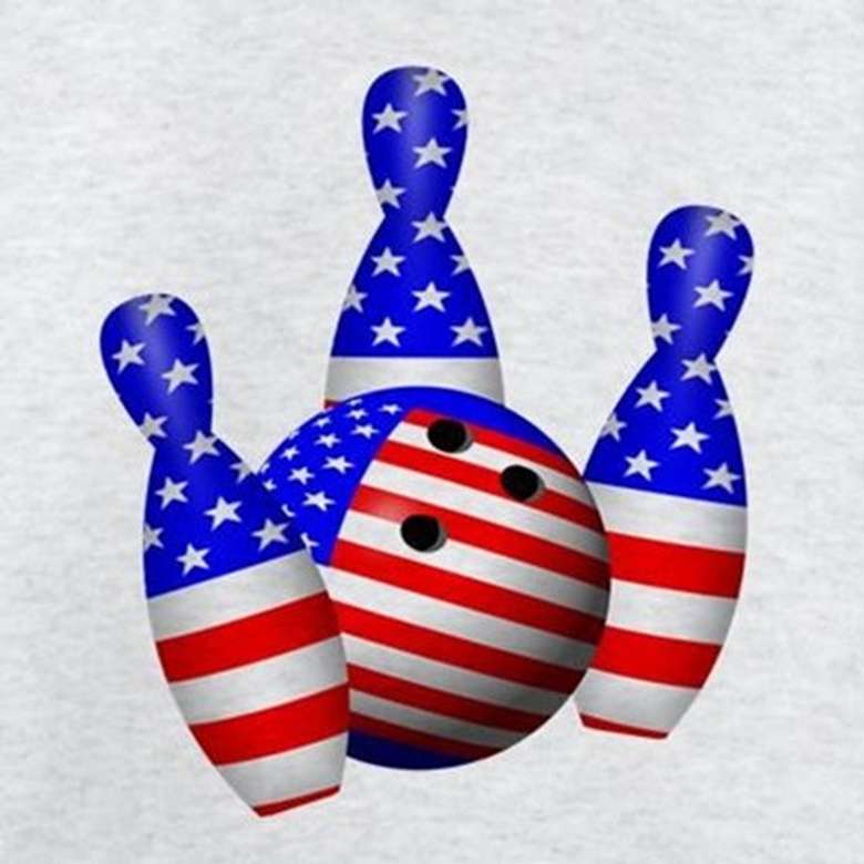 american flag themed bowling logo