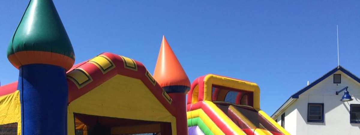 a bounce house castle and slide