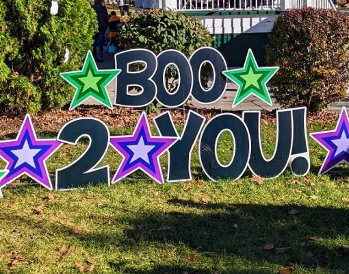 boo 2 you signage on the ground
