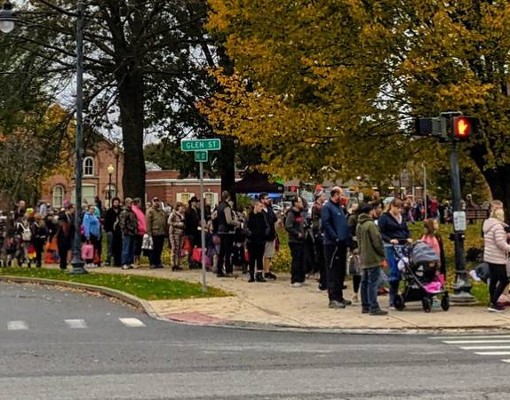 people lined up at boo 2 you for candy