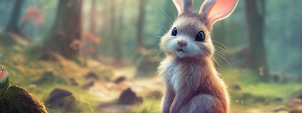 colorful image of rabbit in woods