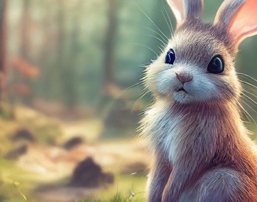colorful image of rabbit in woods