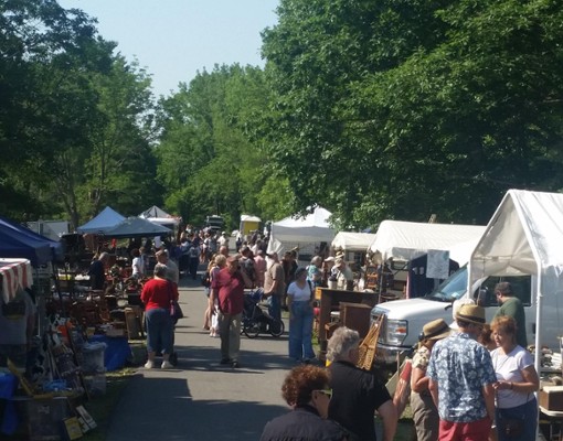 crowd at an antiques festival