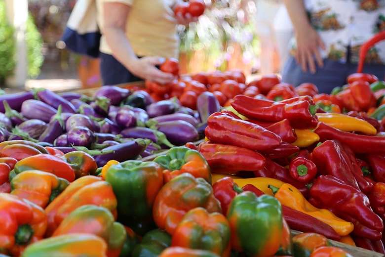 Peppers and eggplants at the Market