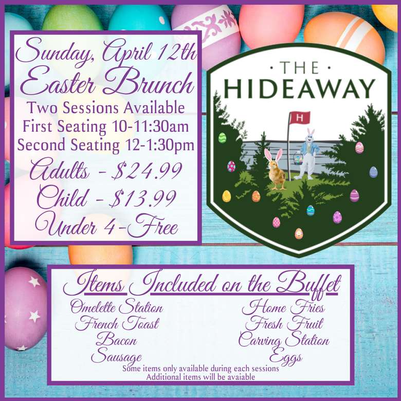 Easter Brunch at The Hideaway Sunday, Apr 12, 2020 Saratoga Springs