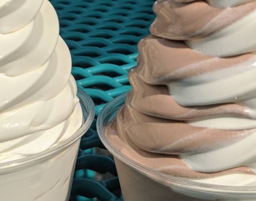 two ice cream dishes