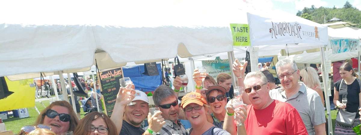 group of friends at a wine festival