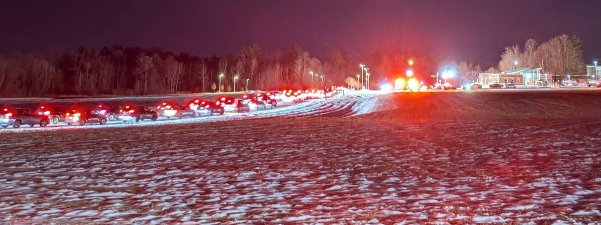 candy cane lane line of cars
