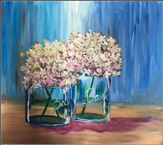 happy hydrangeas painting with a twist