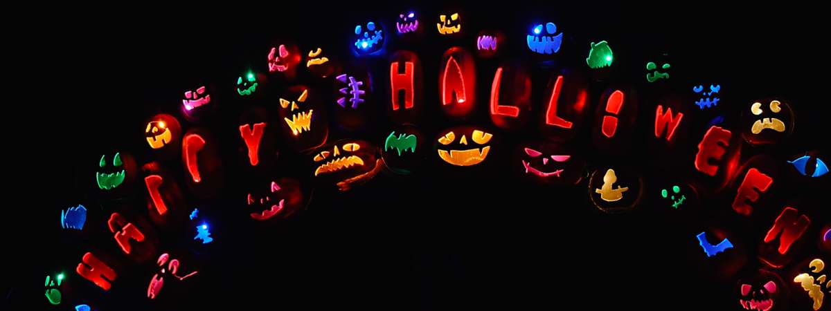 Hollowed Harvest spelled out in lights