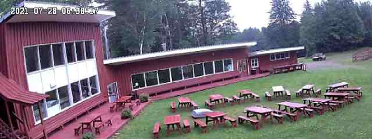 ski center with picnic tables