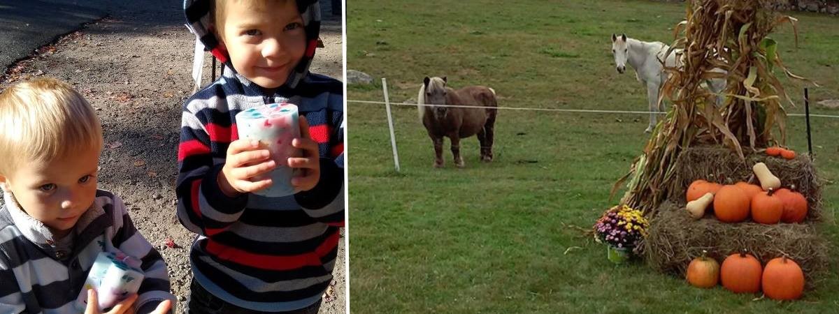 kids with candles and horses