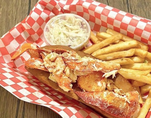 lobster roll and fries