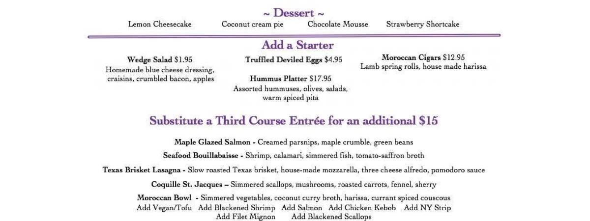 mother's day menu