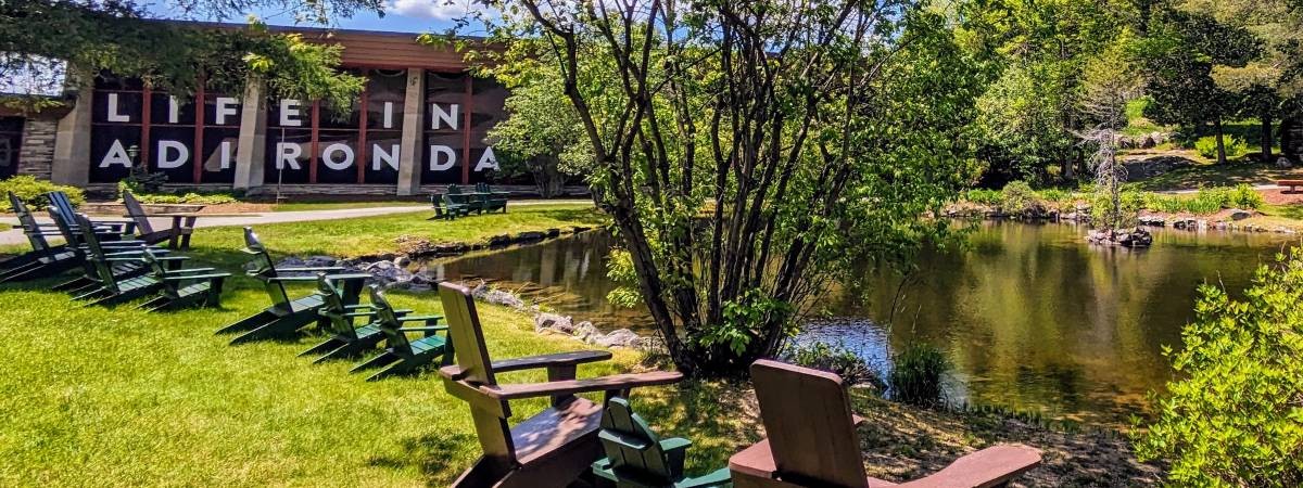 adirondack chairs by pond