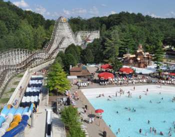 amusement park rides and water park pool