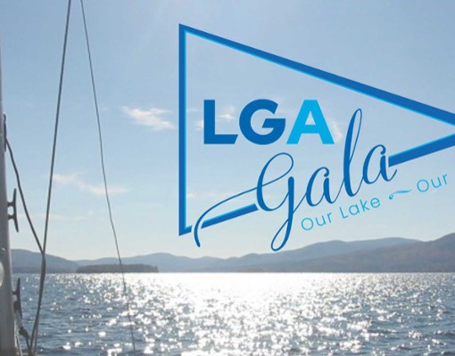 LGA Gala Logo over a photo of Lake George