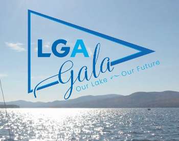 LGA Gala Logo over a photo of Lake George
