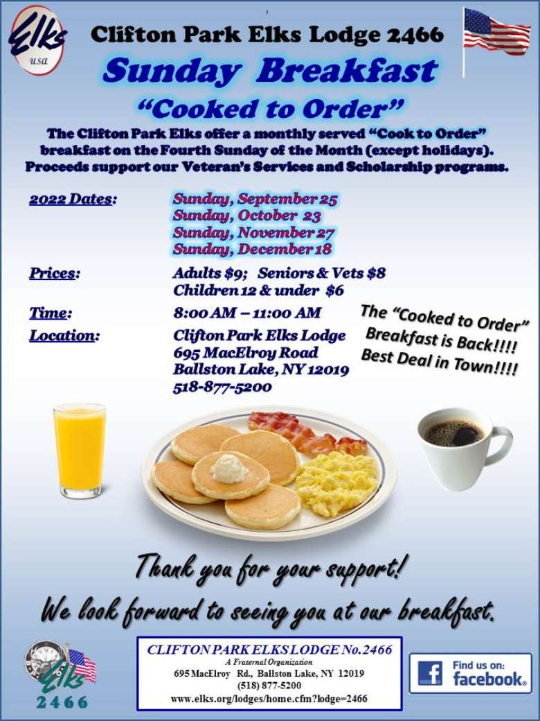 Elks Breakfast Flyer
