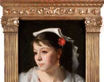 John Singer Sargent (1856-1925) Head of an Italian Woman, ca. 1881 Tabernacle-style frame, maker unknown Oil on canvas Gift of Bartlett Arkell, 1929