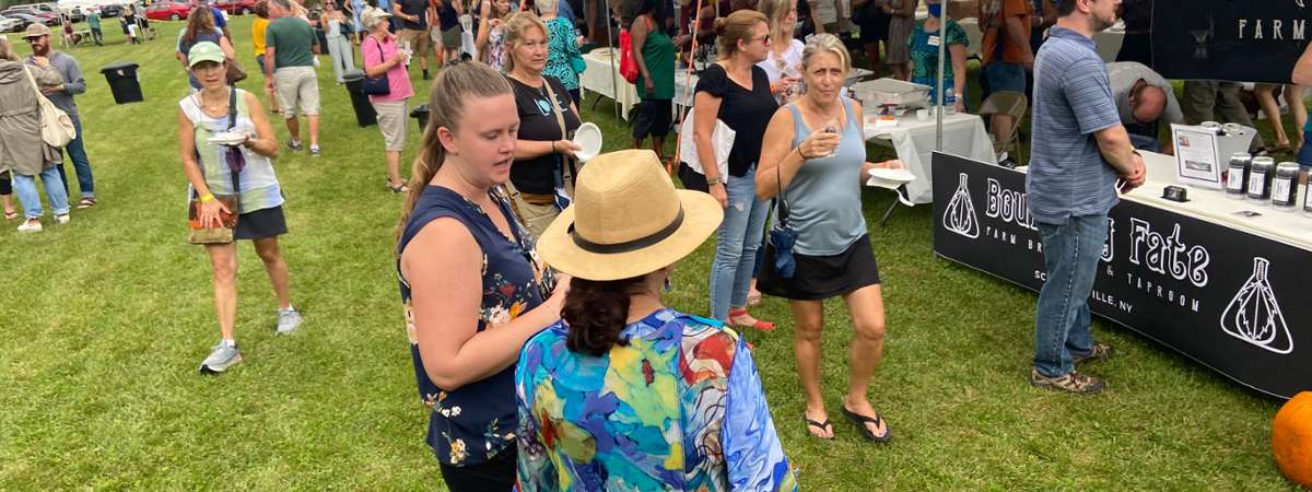 Visitors enjoy local food and drink during the annual Tasting on the Hudson event at Hudson Crossing Park