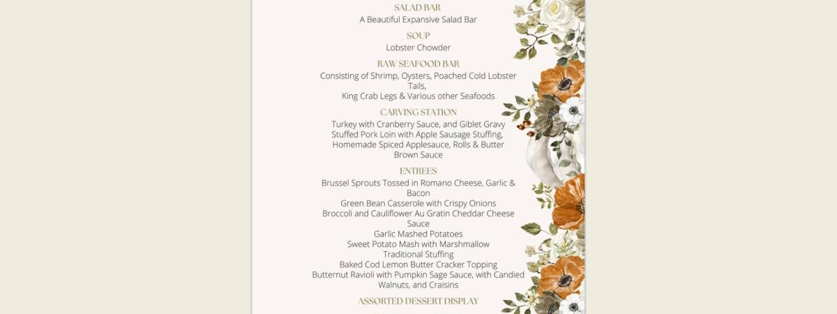 thanksgiving buffet menu