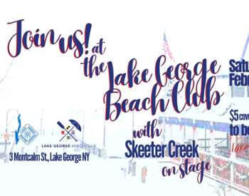event poster for live music at lake george beach club with $5 cover charge