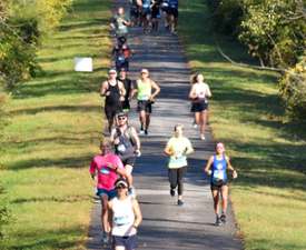 people running on paved walkway