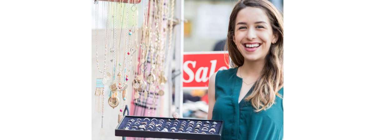 woman selling jewelry