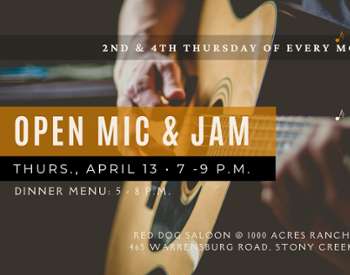 Open Mic Night & Jam | Thursday, April 13th | 7 - 9 p.m. flyer