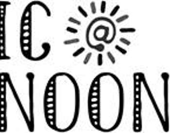 'music at noon' written in a fun font
