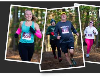 3 images of people running in a race
