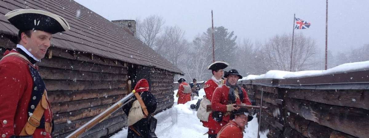 soldiers at fort in the snow