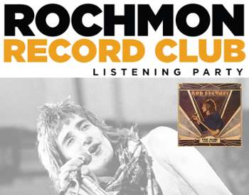 rochmon record club rod stewart listening party poster
