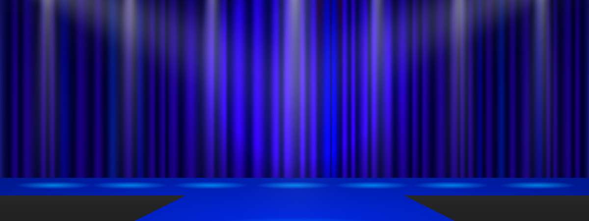 blue lights on stage curtain