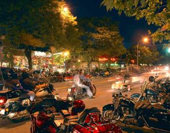 motorcycles on the street at night