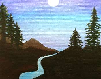 Blue River Moon Painting
