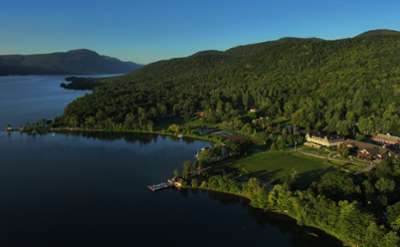 aerial view of silver bay ymca property on lake george