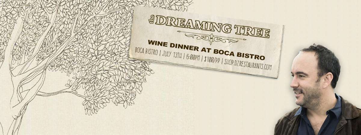 Promotional flyer for 2023 Dreaming Tree Wine Dinner