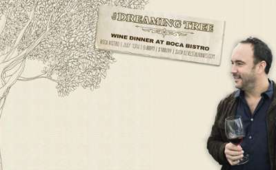 Promotional flyer for 2023 Dreaming Tree Wine Dinner