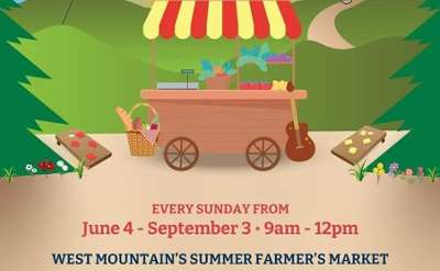 The courtyard at West Mountain Ski Area becomes a Farmer's Market every Sunday morning in June, July & August!