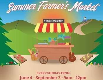 The courtyard at West Mountain Ski Area becomes a Farmer's Market every Sunday morning in June, July & August!