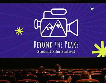 Beyond the Peaks Student Film Festival Logo on a Theater Screen