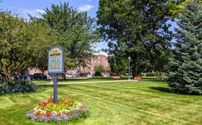 glens falls city park with sign