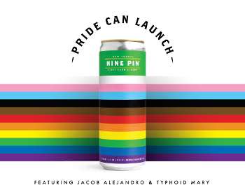 white background with rainbow flag extending from cider can, text reads pride can launch