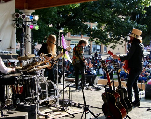 back view of band on stage
