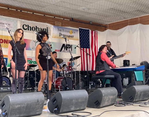 front view of band on stage