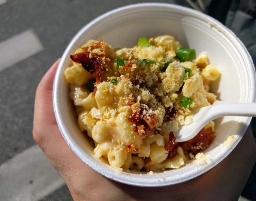 mac and cheese with bacon sample