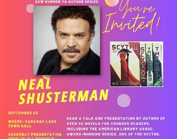 Meet the Author: Neal Shusterman flyer with his photo and the same event information as the description