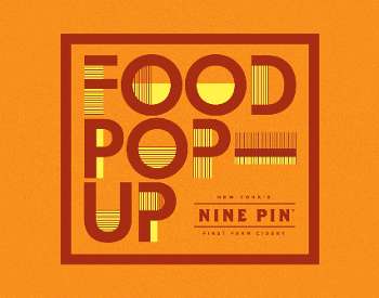 orange background, retro font reads food pop-up